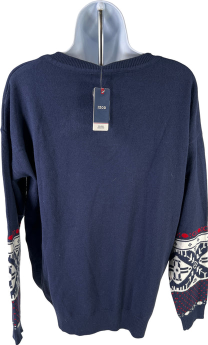 NEW Izod Women’s Blue Button Accent Long Sleeve Sweater - M