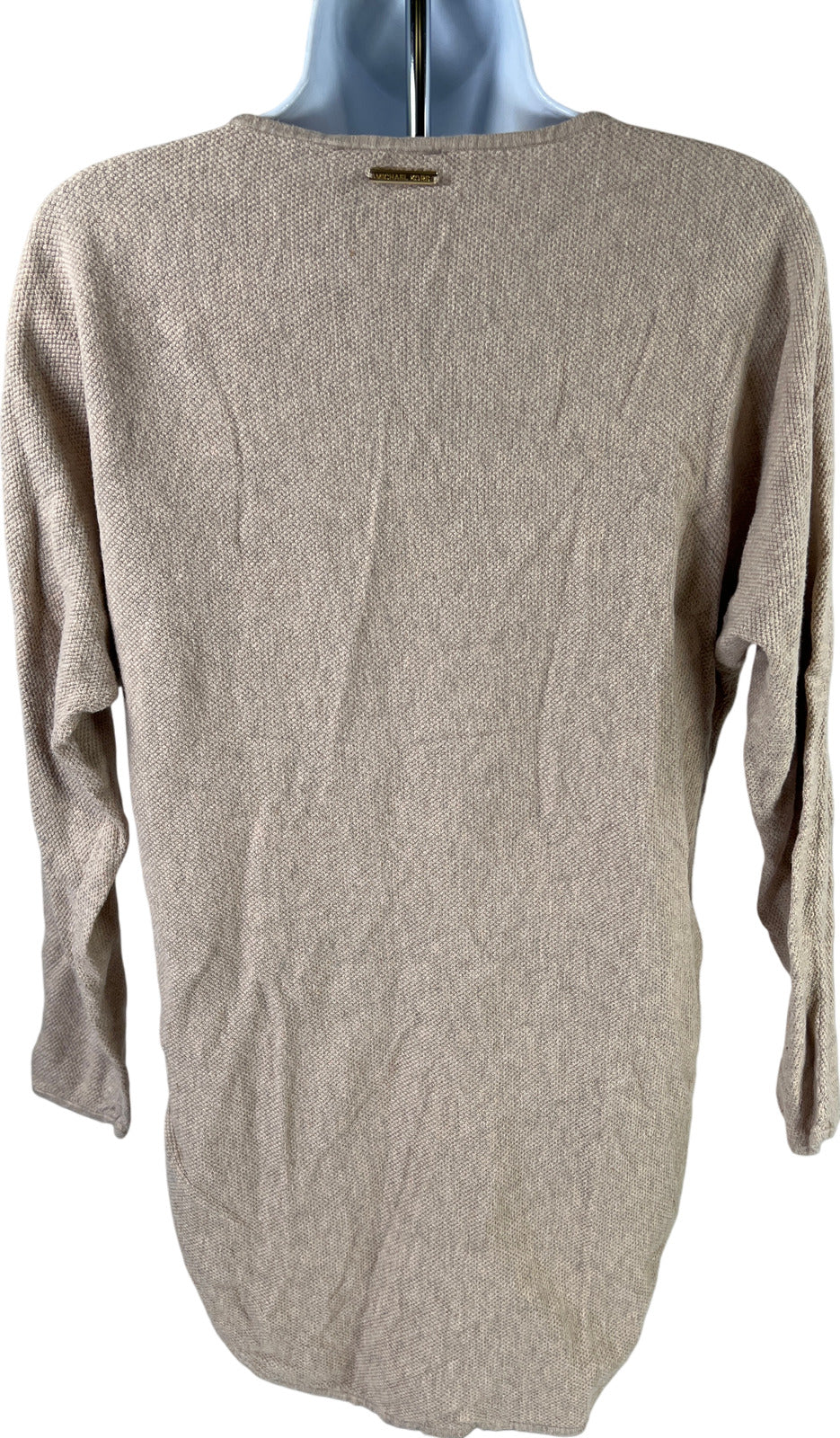 Michael Kors Women’s Beige 3/4 Sleeve Curved Hem Sweater - M