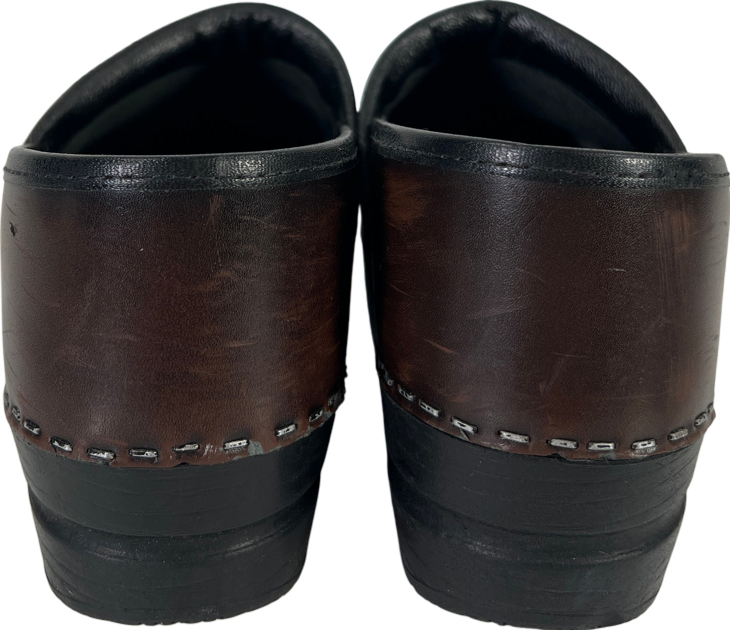 Sanita Women’s Brown Leather Slip On Clogs - 39/US 8.5