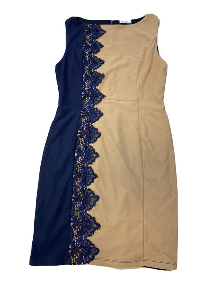 NEW Lexi Drew Women's Beige/Navy Lace Accent Shift Dress Sz L