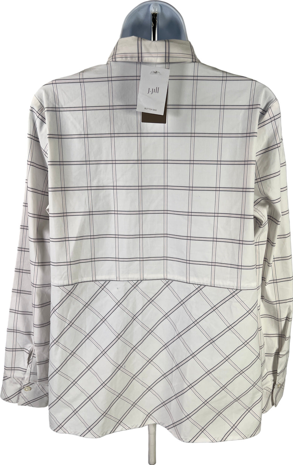 J. Jill Women’s White Plaid Button Up Long Sleeve Shirt - S