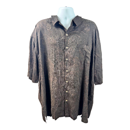 Tommy Bahama Men’s Brown 100% Silk Camp Short Sleeve Shirt - 4XB