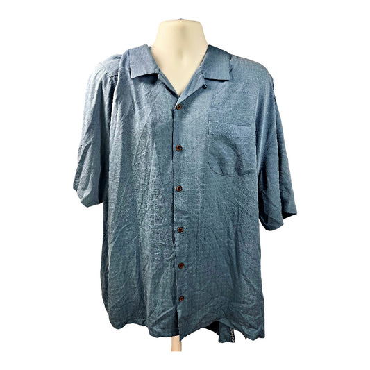 Tommy Bahama Men’s 100% Silk Light Blue Short Sleeve Camp Shirt - 3XB