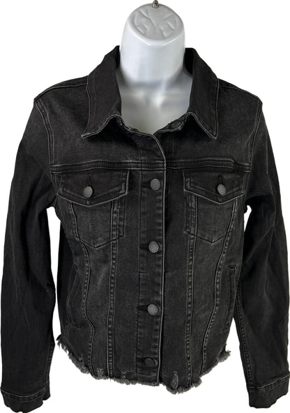 NEW Just USA Women’s Black Distressed Denim Denim Jean Jacket - S