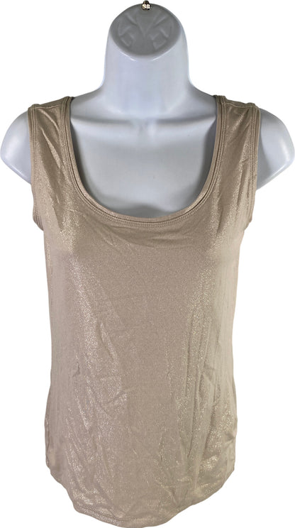 White House Black Market Women’s Beige/Nude Shimmer Tank Top - S