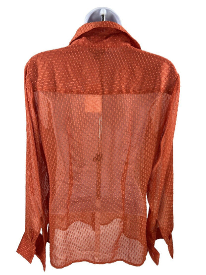 NEW Banana Republic Women's Orange Sheer Button Up Textured Top - S