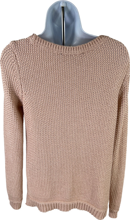 White House Black Market Women’s Pink Metallic Long Sleeve Knit Sweater - M