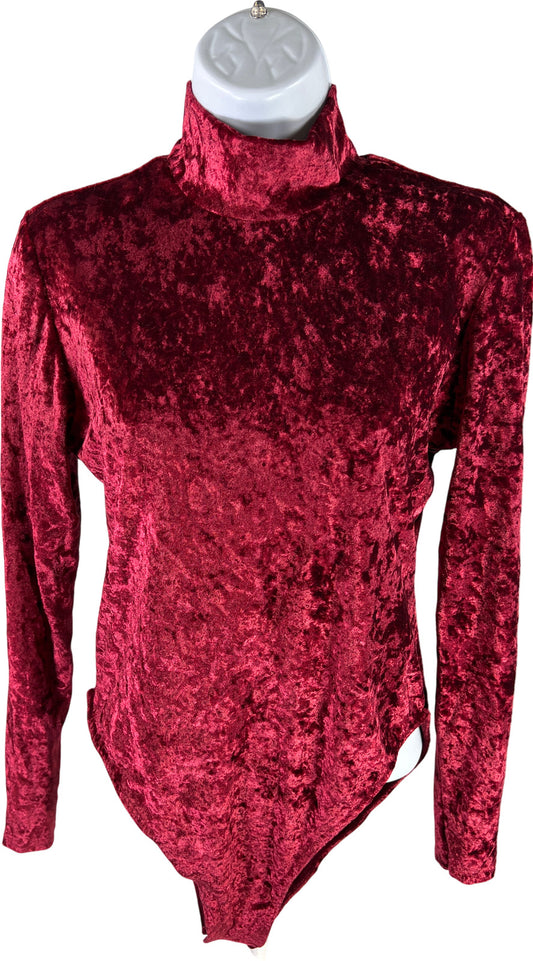 Victoria’s Secret Women’s Red/Burgundy Long Sleeve Velour Body Suit - M