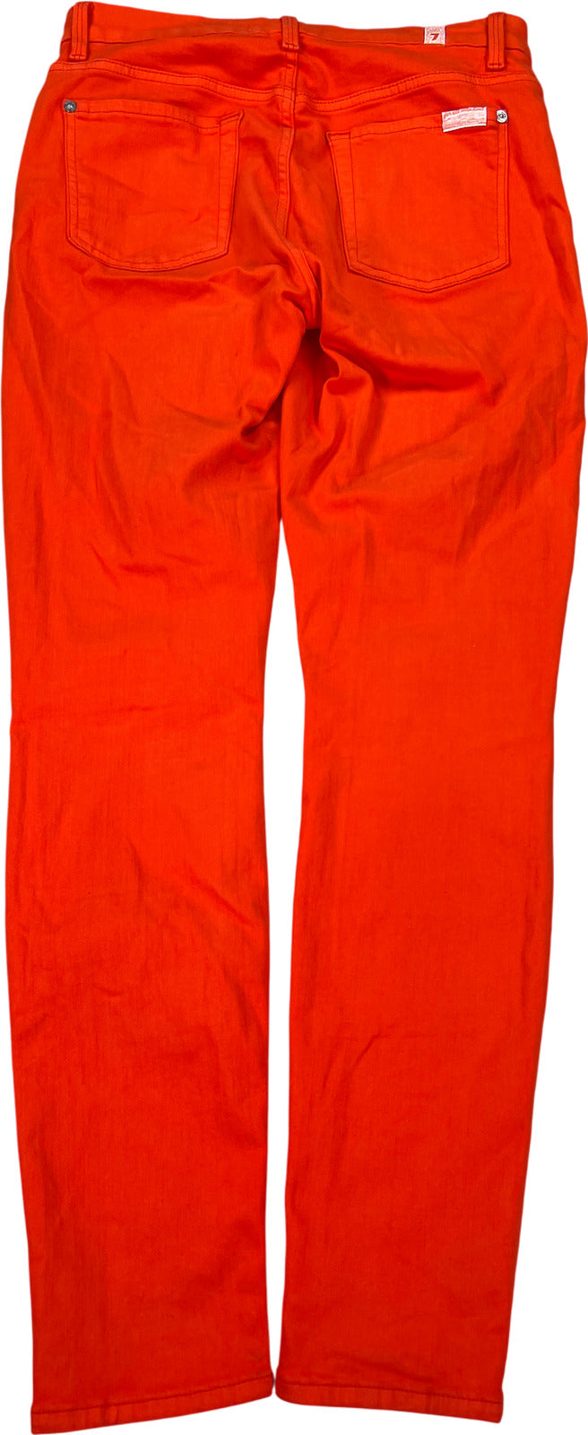 7 For All Mankind Women’s Orange Stretch Skinny Jeans - 27