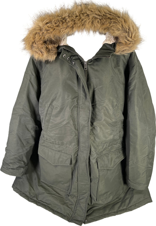 Levi’s Women’s Dark Green Faux Fur Hood Sherpa Lined Winter Coat - Plus 3X