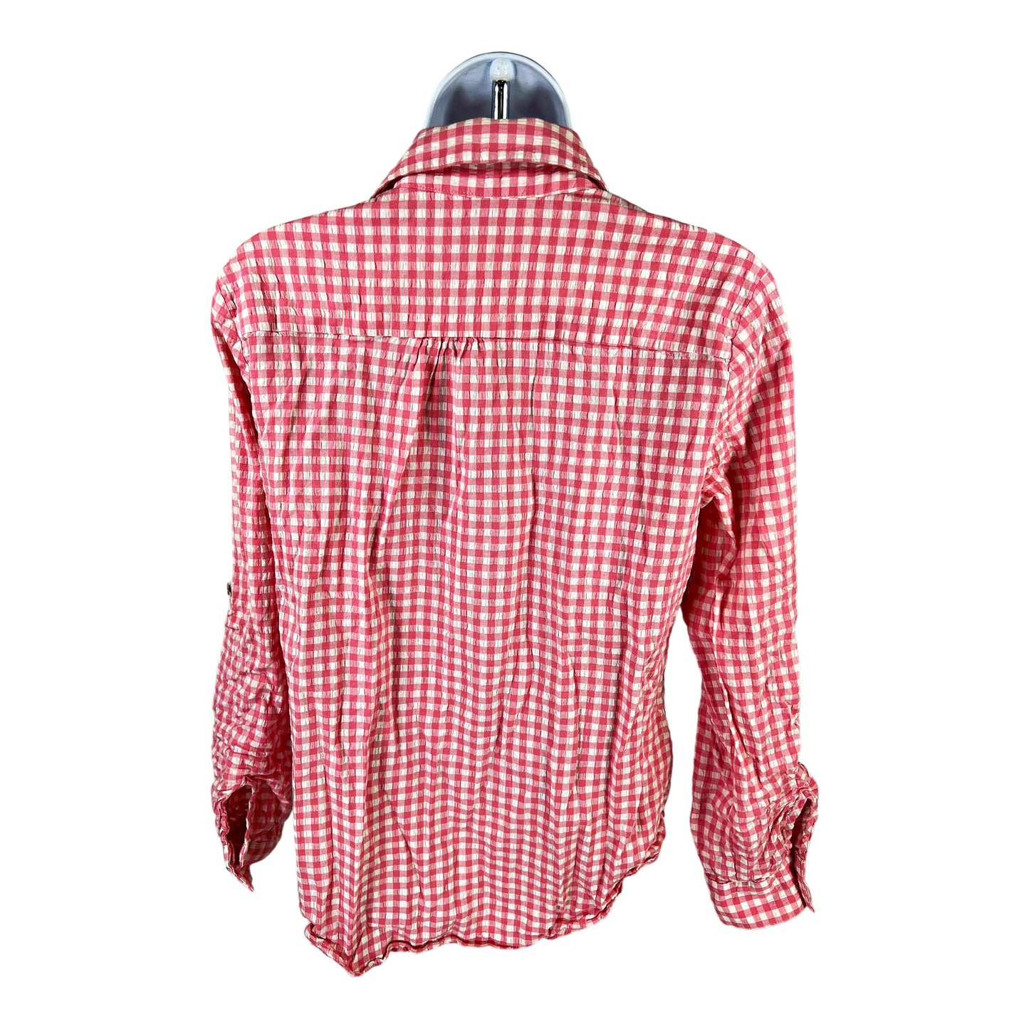 Kut from the Kloth Women’s Pink Plaid Button Up Western Top - Petite M