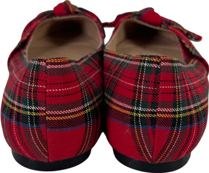 J.Jill Women’s Red Plaid Simone Bow Pointed Toe Flats - 10