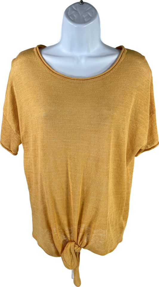 NEW Max Studio Women’s Yellow Knit Short Sleeve Knotted Top - L