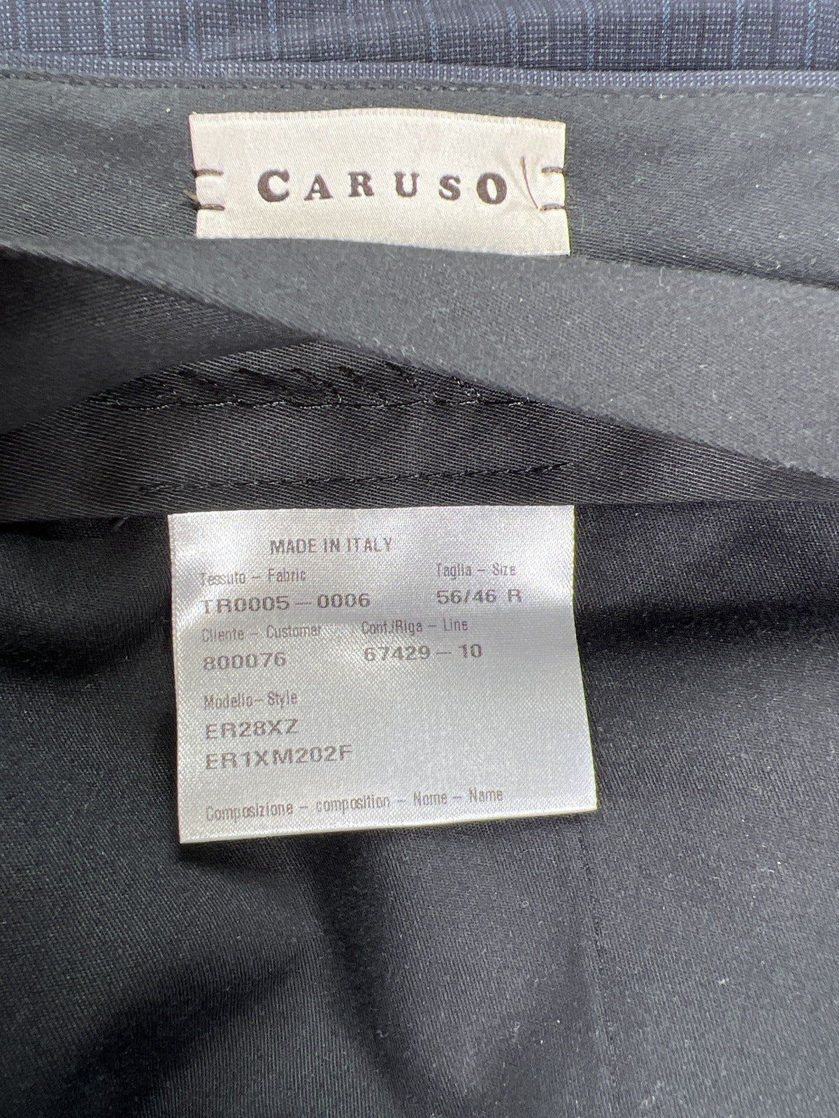 Caruso Men’s Navy Blue Striped Italian Wool Suit - 46 R