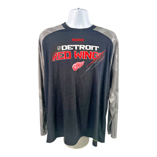 Reebok Men’s Black Detroit Red Wings Long Sleeve Polyester Shirt - XL