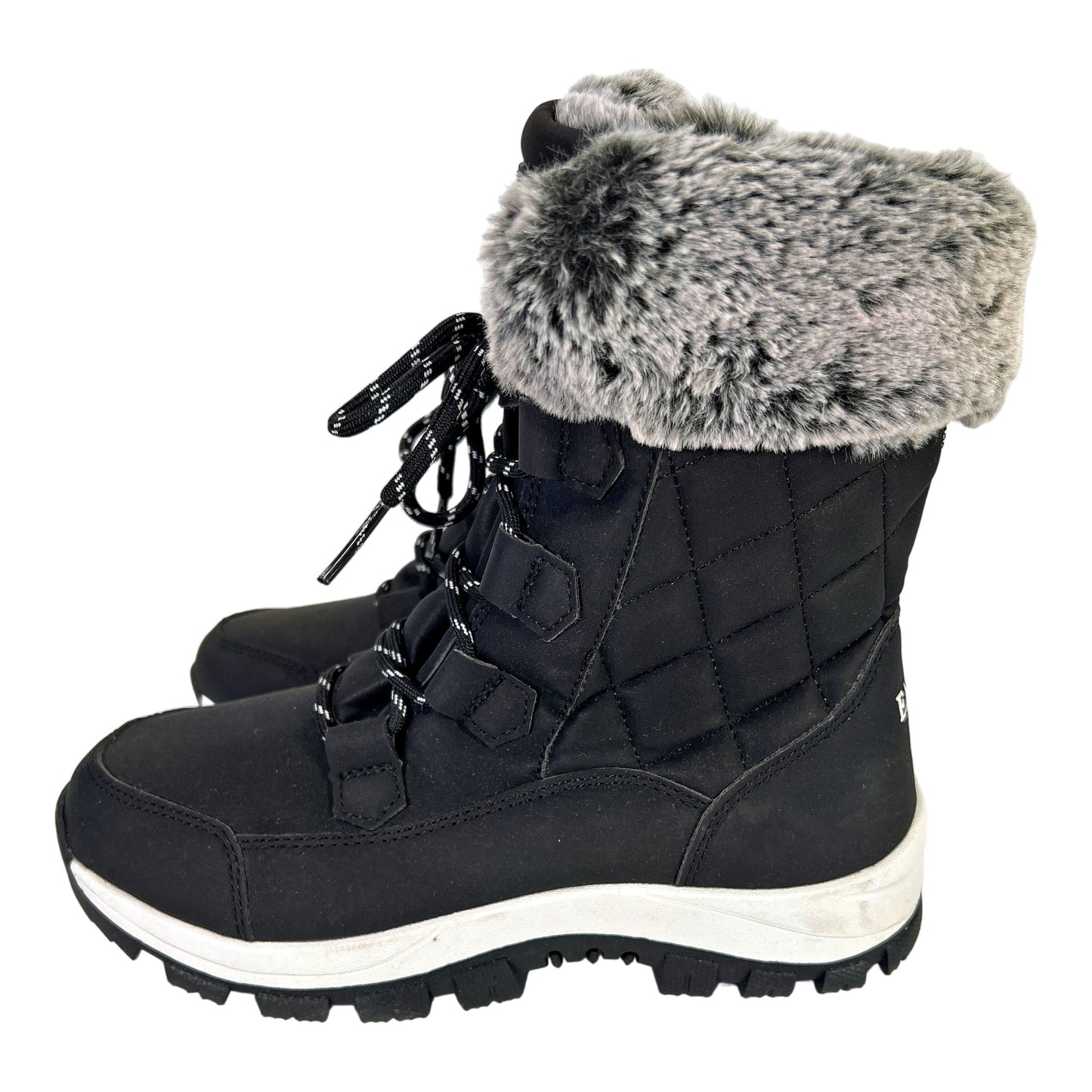 Earlde Women’s Black Faux Fur Lined Winter Snow Boots - 7.5 Wide