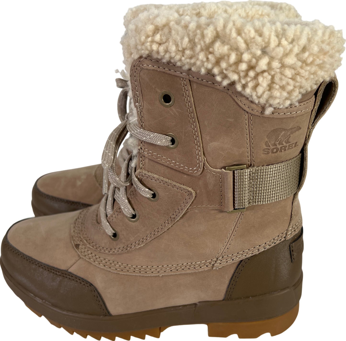 Sorel Women’s Taupe Tivoli IV Parc Lace Up Sherpa Waterproof Winter Boots - 6.5