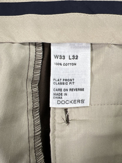 NEW Dockers Men’s Brown D3 Classic Fit Chino Pants - 33x32