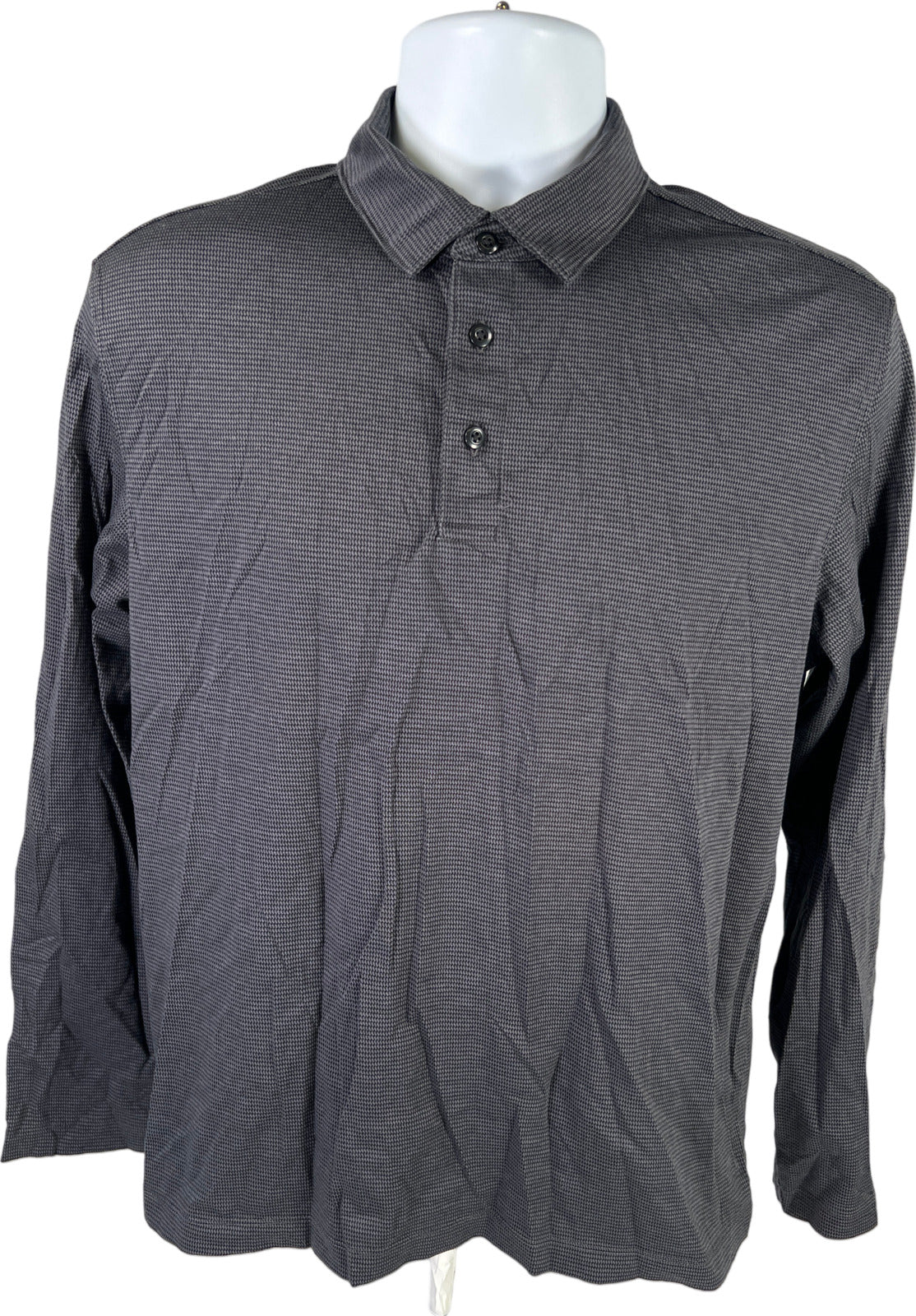 Untuckit Men’s Gray Long Sleeve Soft Cotton Polo Shirt - M