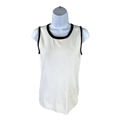 White House Black Market Women’s White/Black Trim Knit Sleeveless Sweater - XS