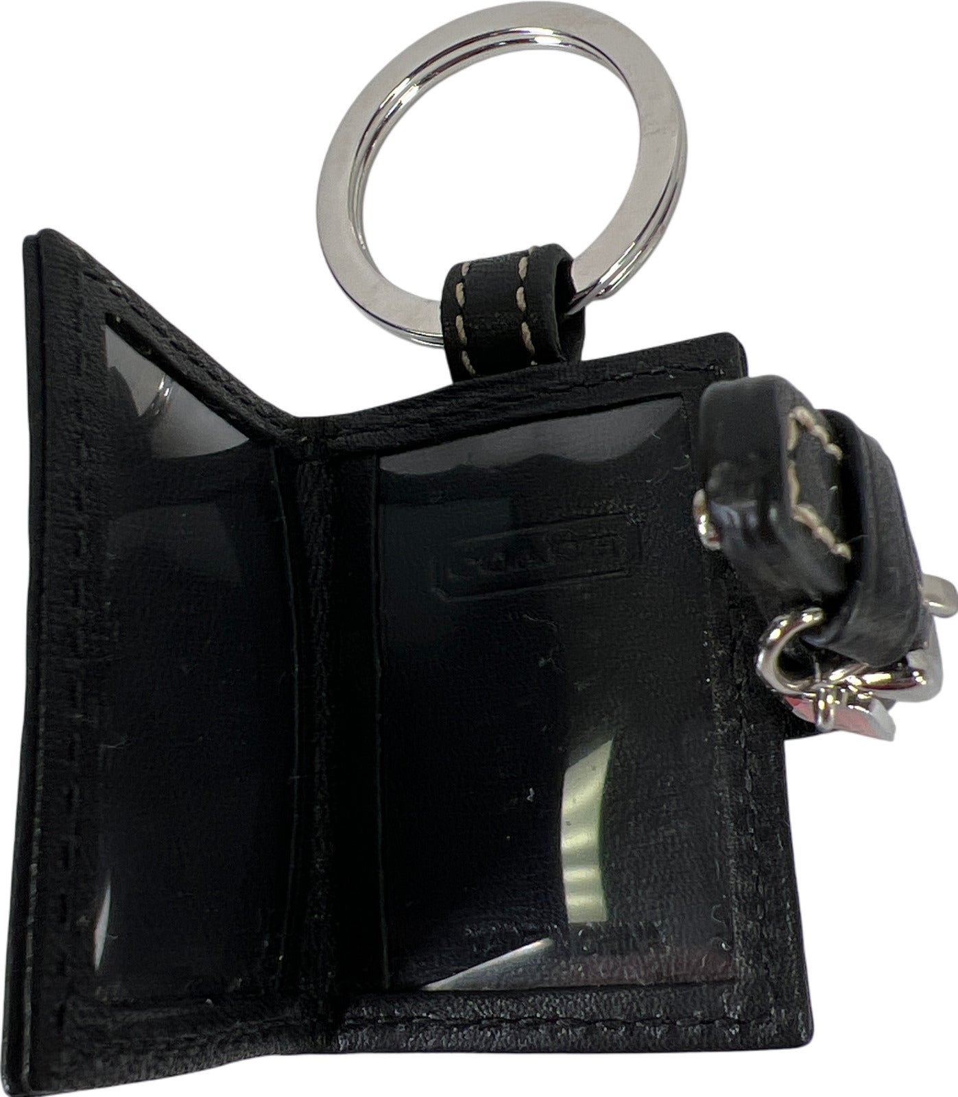 Coach Women’s Black Leather Mini Wallet Picture Holder Keychain