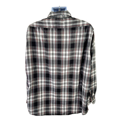 Orivs Men’s Gray/Black Plaid Casual Button Up Shirt - XXL