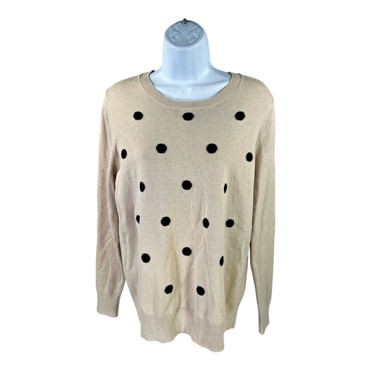 Banana Republic Women’s Light Beige Polka Dot Thin Knit Long Sleeve Sweater - M