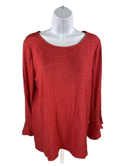 NEW Ann Taylor Women's Red Ruffle Sleeve Thin Knit Sweater - M