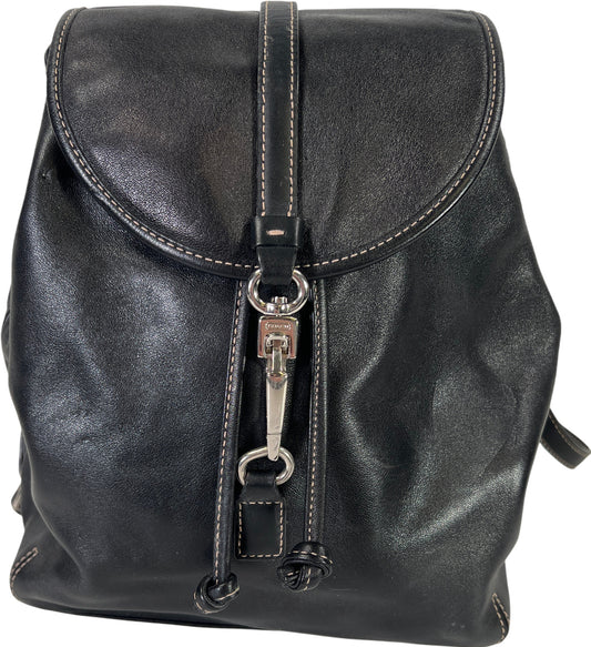 Coach Women’s Black Leather Legacy Flap Close Small Backpack