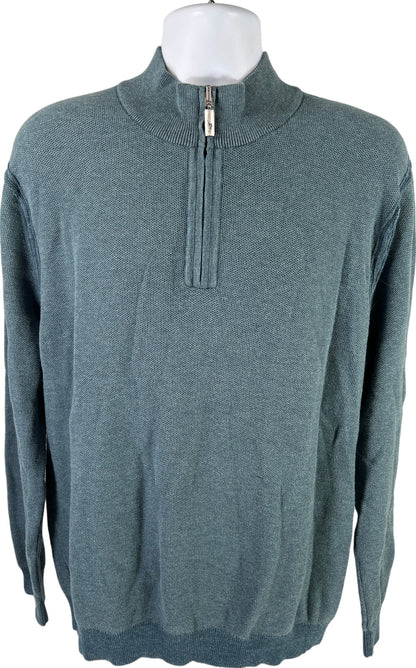 Tommy Bahama Men’s Blue Pima Cotton 1/4 Zip Sweater - XXL