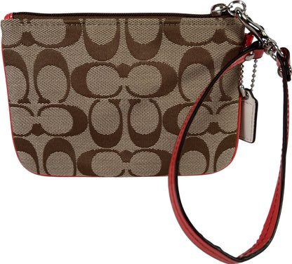 Coach Women’s Brown Signature Canvas Zip Wristlet Pouch