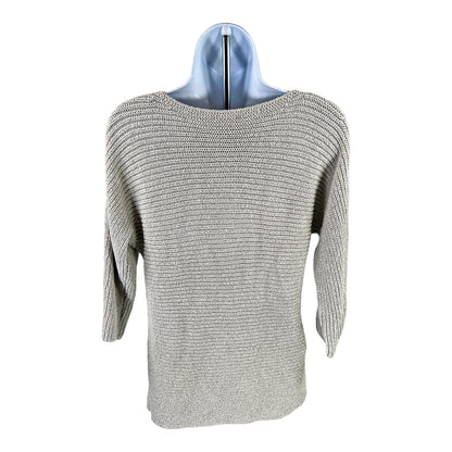 Chico’s Women’s Gray Metallic 3/4 Sleeve Sweater - 1/US M