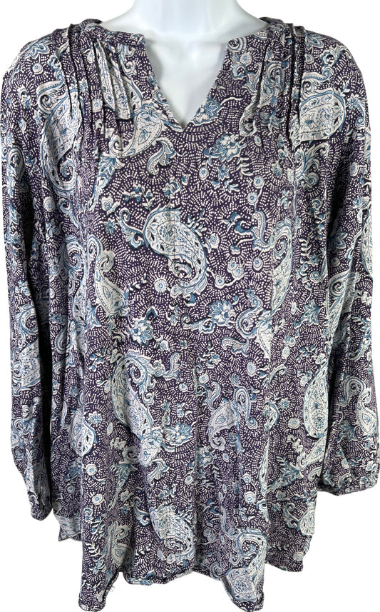 Pure J.Jill Women’s Purple Paisley Long Sleeve Shirt - XL