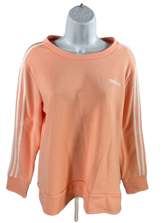 Adidas Women's Peach Orange Terry Knit Crew Sweatshirt - M