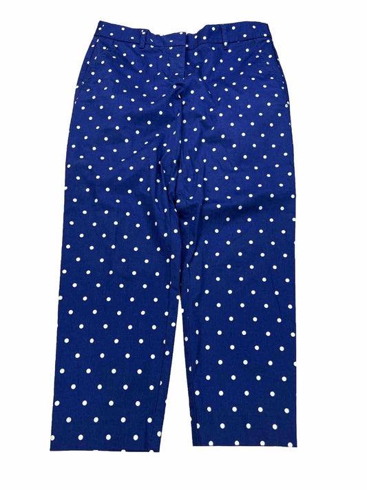 J. Crew Women's Blue Polka Dot Stretch Tapered Pants - 6