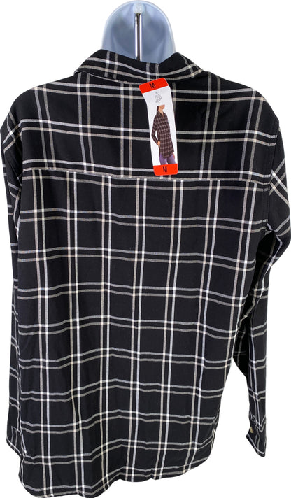 NEW Jacks Girlfriend Women’s Black Plaid Long Sleeve Button Up Shirt - M