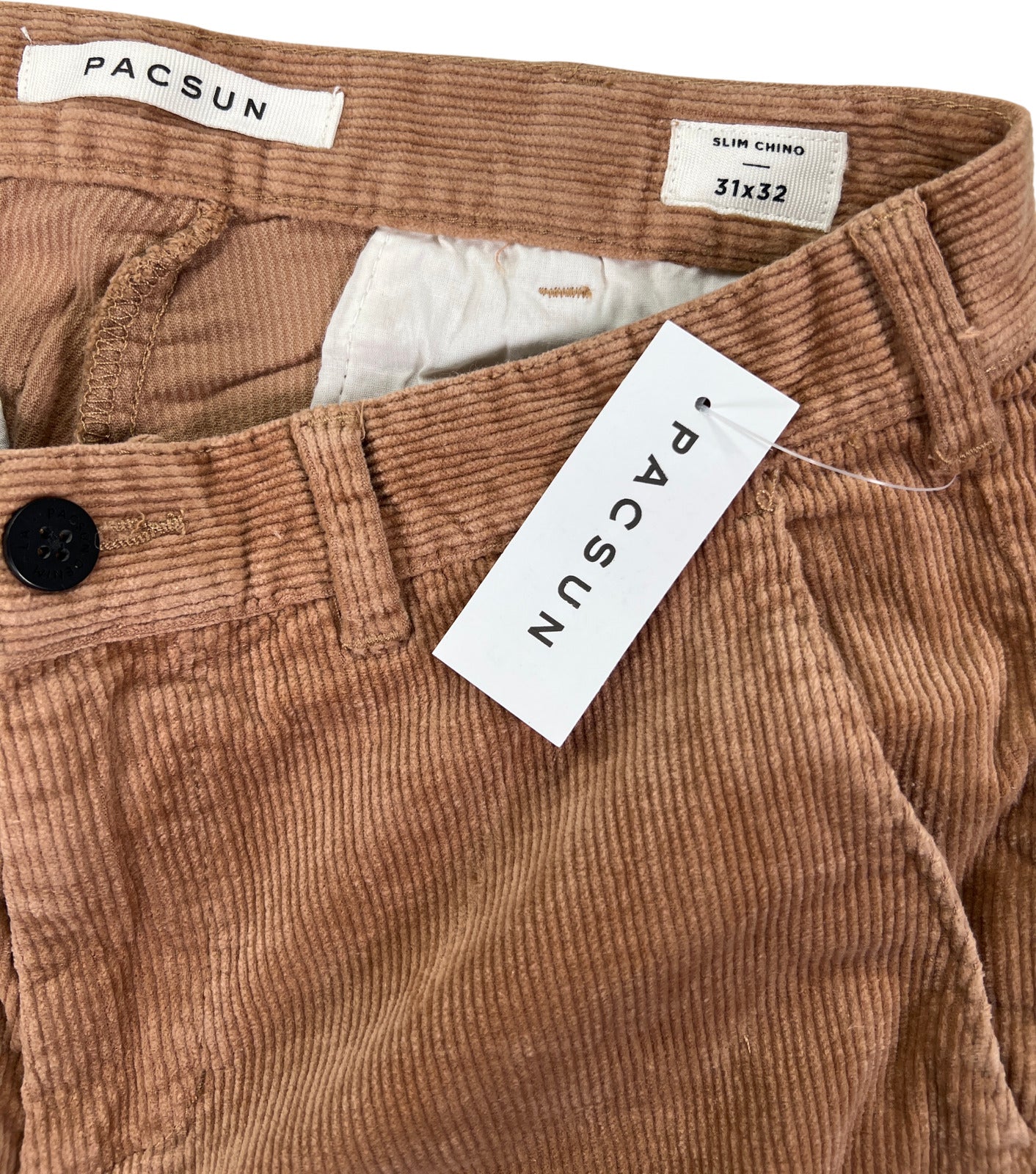 NEW Pac Sun Men’s Beige Slim Chino Corduroy Pants - 32x32