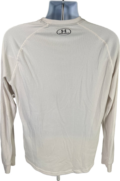 Under Armour Men’s White Loose Fit Waffle Knit Long Sleeve Shirt - M