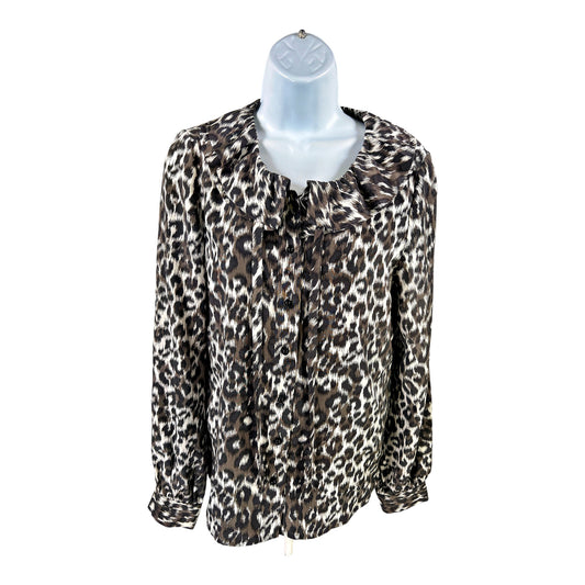 Te Spade Women’s Black/Gray Animal Print Button Up Blouse - 8