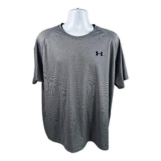 Under Armour Men’s Gray Striped Athletic HeatGear Short Sleeve Shirt - XL