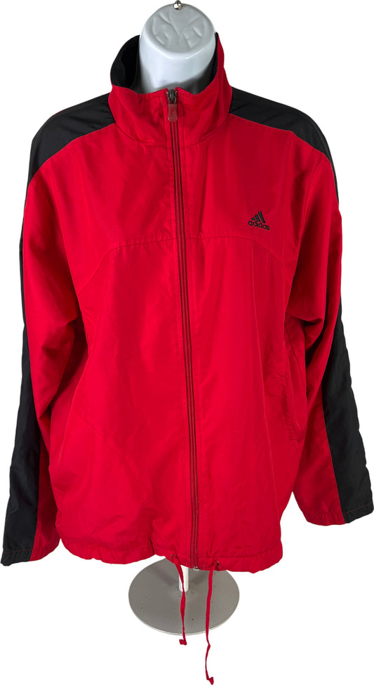 Adidas Women’s Red Full Zip Mesh Lined Track Windbreaker Jacket - L