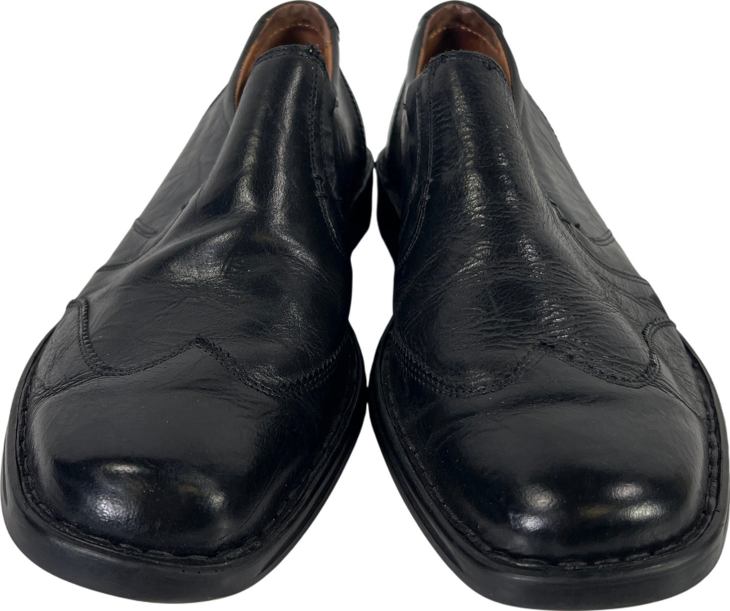 Josef Seibel Men’s Black Leather Wingtip Slip On Loafers Dress Shoes - 41