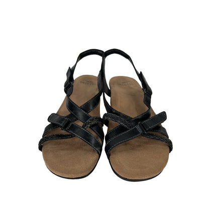 Earth Origins Women's Black Leather Strappy Sandals - 8.5M