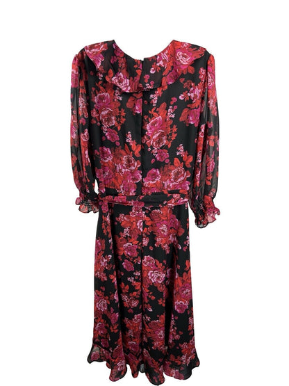 NEW Danny and Nicole Women's Black/Red Floral Hi-Low Shift Dress - 18