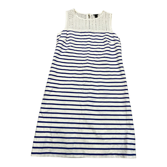 J.Crew Women’s White/Blue Striped Eyelet Shift Dress - XXS