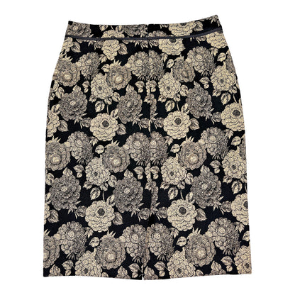 Ann Taylor Women’s Black/Gold Metallic Floral Pencil Skirt - 6