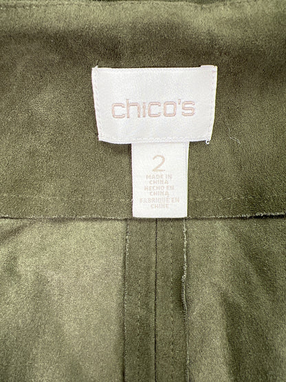 Chico’s Women’s Green Faux Suede Knee Length Vest - 2/US L