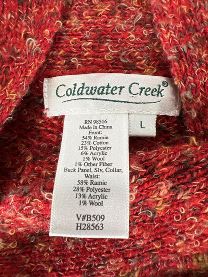 Coldwater Creek Women’s Red/Green Wool Long Sleeve Button Up Sweater Jacket - L