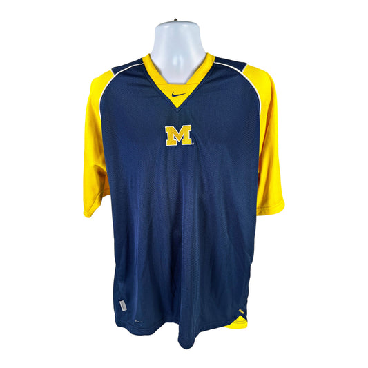 Nike Team Men’s Blue/Yellow U of M Michigan Short Sleeve Athletic Shirt - L