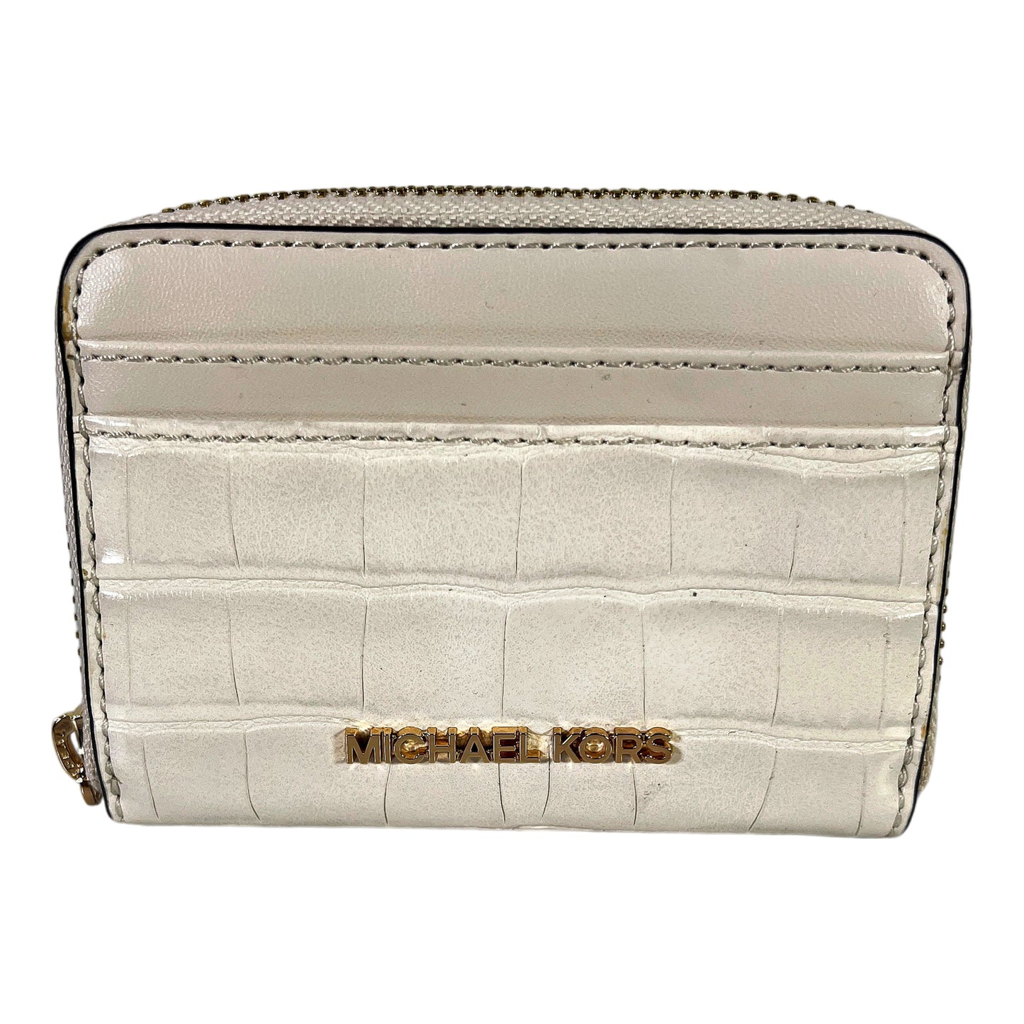 Michael Kors Women’s Ivory/Cream Jet Set Zip Around Card Case Wallet